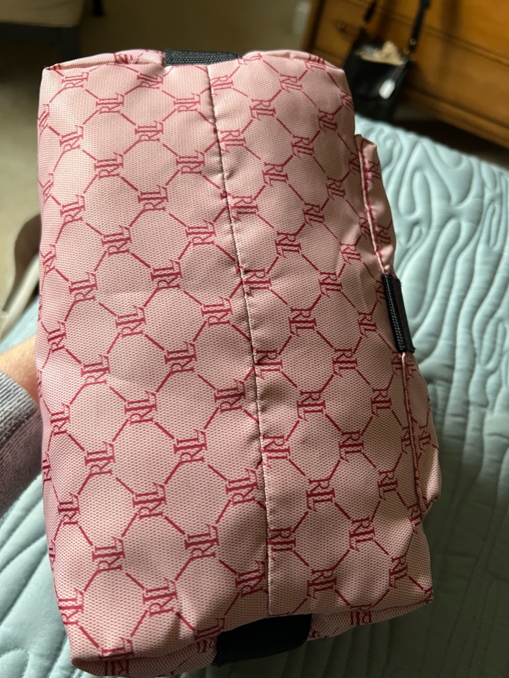 Ralph Lauren Vintage Pink Monogram Nylon Hobo Bag - Picture 6 of 10